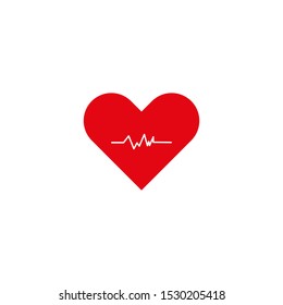 Heartbeat Line in Heart on a white background.Vector illustration