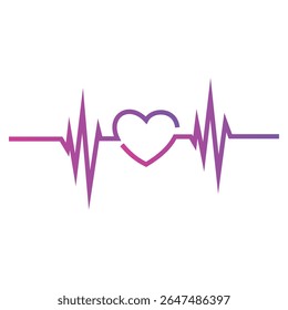 Heartbeat line with heart shape gradient logo on white background