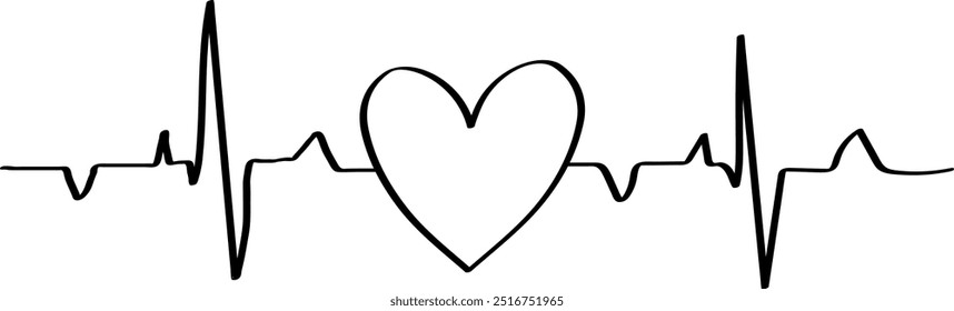 Heartbeat Line with Heart Symbol
