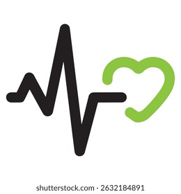Heartbeat Line with Heart Symbol – Medical and Fitness Vector Icon