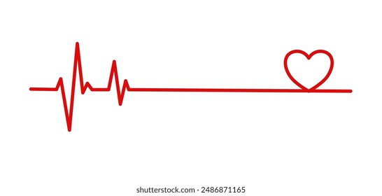 Heartbeat line with heart - vector illustration
