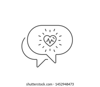 Heartbeat line icon. Chat bubble design. Medical hear beat sign. Medicine symbol. Outline concept. Thin line heartbeat icon. Vector