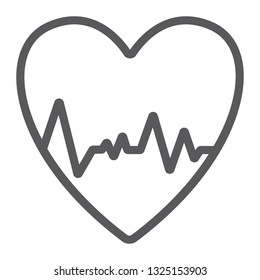Heartbeat line icon, ecg and cardiology, heart cardiogram sign, vector graphics, a linear pattern on a white background, eps 10.