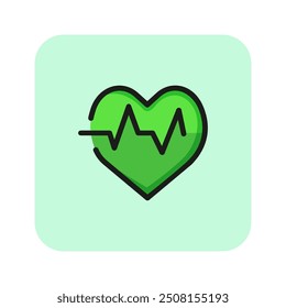 Icono de línea de latidos. Corazón, pulso, cardiograma. Concepto de medicina. Se puede utilizar para temas como atención médica, emergencia, deporte, cardiología