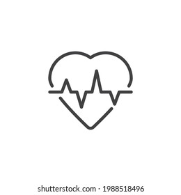 Heartbeat line icon. linear style sign for mobile concept and web design. Heart and pulse outline vector icon. Electrocardiogram symbol, logo illustration. Vector graphics