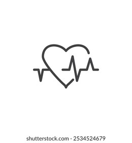 Heartbeat line icon. linear style sign for mobile concept and web design. A heart with an ECG outline vector icon. Pulse symbol, logo illustration. Vector graphics