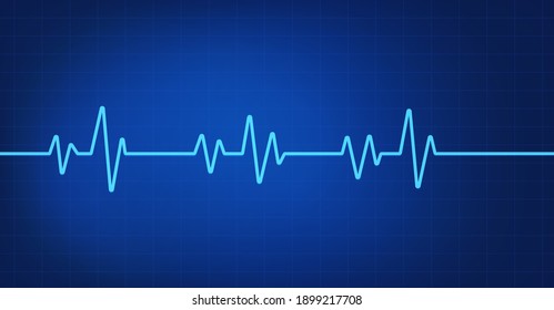 Heartbeat line icon on Blue background. Pulse Rate Monitor. Health concept. Vector illustration.