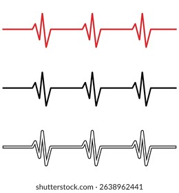 Heartbeat line icon on white background. Red and black color heartbeat line icon set. Pulse Rate Monitor. Heart beat pulse icon vector flat style. healthcare and medicine. Vector illustration.