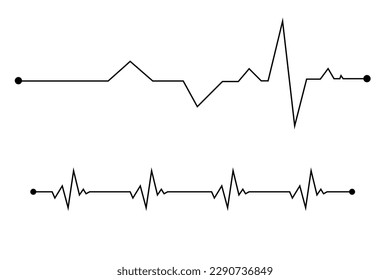Conjunto de iconos de la línea de latido. Icono de línea CARDIOGRAM. Símbolo EKG y Cardio. Línea de pulso del monitor de latido cardíaco. frecuencia del pulso del latido cardíaco y traza de pulsos de presión arterial.