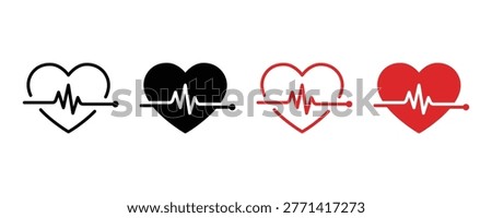 Heartbeat line icon vector. Heart pulse icon. heartbeat pulse flat and line icon set