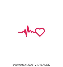 Línea de latido con el corazón. Rastro de pulso. EKG y CARDIO en un vector EPS de fondo blanco