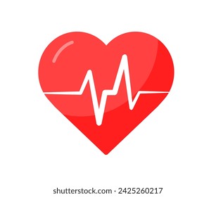 Heartbeat Line isolated on white background. Heart icon. Vector illustration.