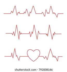 Heartbeat line isolated on white background. Heart Cardiogram icon. Vector