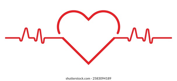 Heartbeat line and Life line icon vector. Cardiogram line ECG and Heart pulse icon vector illustration.