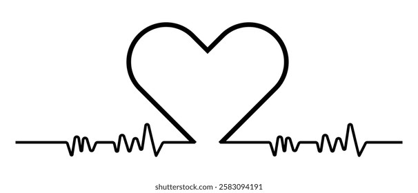 Heartbeat line and Life line icon vector. Cardiogram line ECG and Heart pulse icon vector illustration.