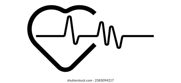 Heartbeat line and Life line icon vector. Cardiogram line ECG and Heart pulse icon vector illustration.