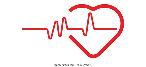 Heartbeat line and Life line icon vector. Cardiogram line ECG and Heart pulse icon vector illustration.