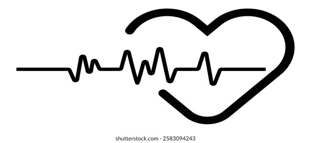 Heartbeat line and Life line icon vector. Cardiogram line ECG and Heart pulse icon vector illustration.