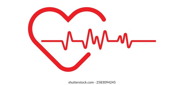 Heartbeat line and Life line icon vector. Cardiogram line ECG and Heart pulse icon vector illustration.