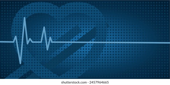 Heartbeat line, medicine health. Vector background with ecg line and heart, banner, template