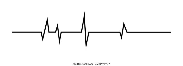 Heartbeat line on white background. Pulse Rate.  Cardiogram line, EKG heart beat line icon Vector illustration.