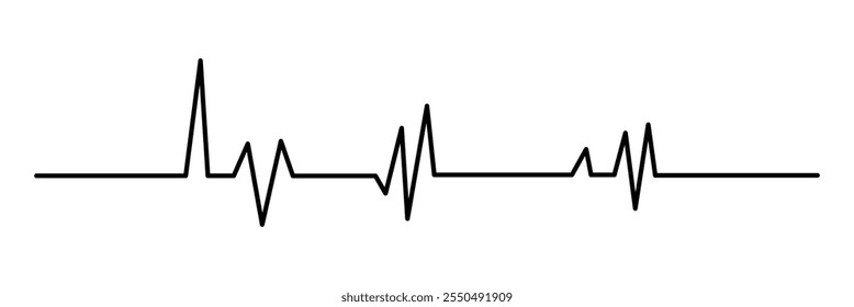 Herzschlagzeile auf weißem Hintergrund. Pulsfrequenz.  Kardiogrammlinie, EKG-Herzschlag-Linie Symbol Vektorgrafik.