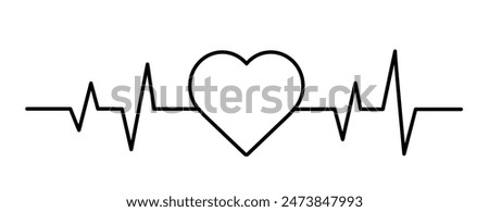 Heartbeat Line on white background. Pulse Rate. Heart line icon. Vector illustration