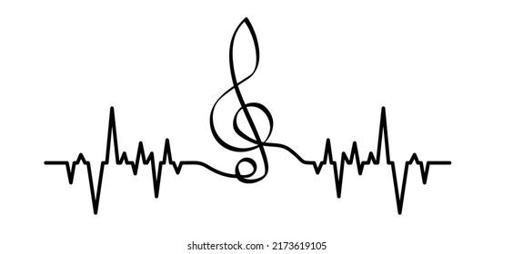 Heartbeat line parten. Musical note element icon or symbol. Flat vector notes wave sign. Heart beat line pulse waves. Staff sign.