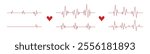 Heartbeat line. Pulse cardiogram Icons of heart beat. Ecg Electrocardiogram with healthy rhythm, cardio attack, ischemia, infarction. Symbol for cardiac. Vector illustration