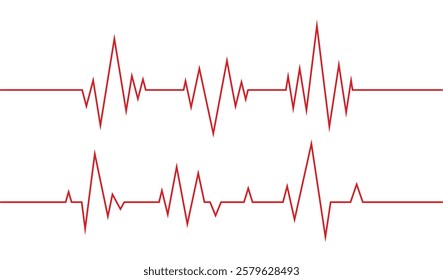 Heartbeat line. Pulse cardiogram Icons of heart beat. Ecg Electrocardiogram with healthy rhythm, cardio attack, ischemia, infarction. Symbol for cardiac. Vector illustration