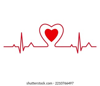 Heartbeat line pulse line isolated on white background. vector illustration. 