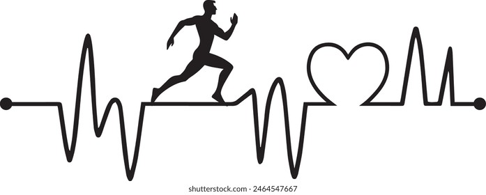 Heartbeat Line - Heartbeat pulse line con Vector de diseño Running