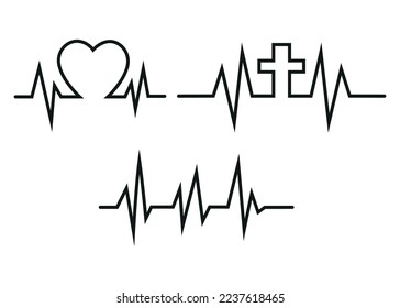 Heartbeat line. Pulse trace. EKG and Cardio symbol. Healthy and Medical concept. Vector illustration