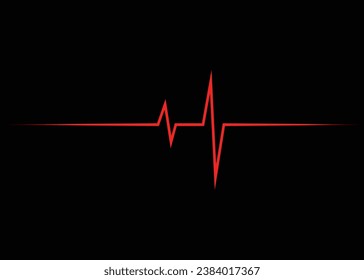 Heartbeat line. Pulse trace. EKG and Cardio symbol. Healthy and Medical concept Vector illustration on black background.