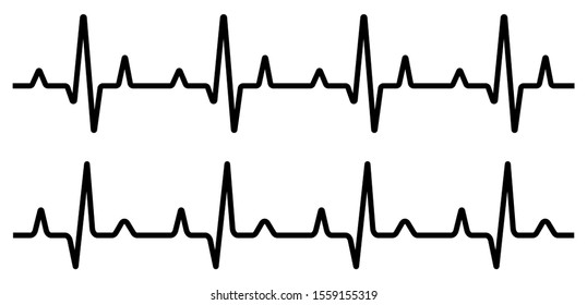 Heartbeat Line Set. EKG. Vector