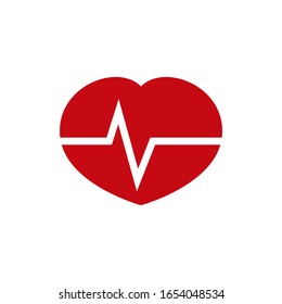 Heartbeat line with shape of heart. Healthy electrocardiogram or ECG. One pulse line. Beautiful health cardiogram infographic. Flat healthcare rate design icon. Medical vector illustration.