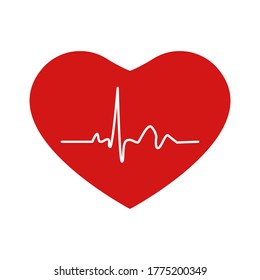 Heartbeat line with shape of heart. Vector illustration, isolated on a white background.	