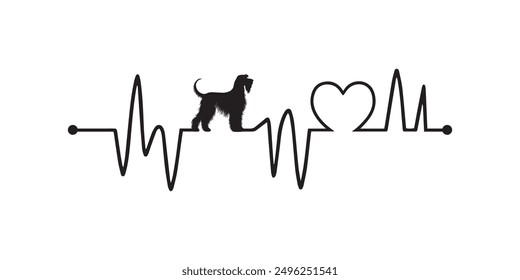 Heartbeat line with Spinone Italiano Dog silhouette, Dog and Heartbeat frequency with Heart Love illustration vector
