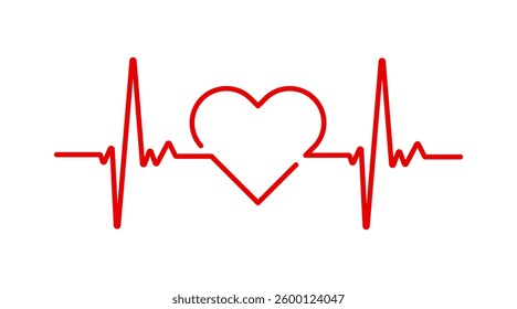 heartbeat line vector heart shape