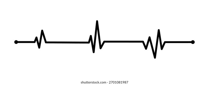 Taxa de Pulso do vetor de Linha de Pulsação. Ilustração do ícone da linha do coração. pulso, ecg, ekg, batimento cardíaco, eletrocardiograma, gráfico, conceito de ritmo cardioide. Ilustração vetorial isolada sobre fundo branco.