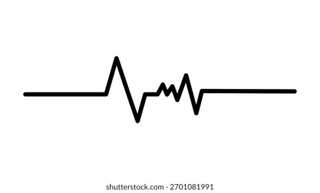 Taxa de Pulso do vetor de Linha de Pulsação. Ilustração do ícone da linha do coração. pulso, ecg, ekg, batimento cardíaco, eletrocardiograma, gráfico, conceito de ritmo cardioide. Ilustração vetorial isolada sobre fundo branco.