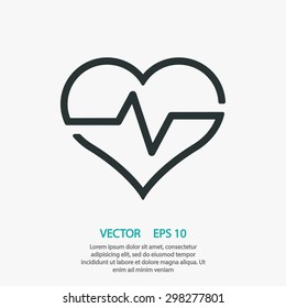 Heartbeat, linear icon. One of a set of linear web icons