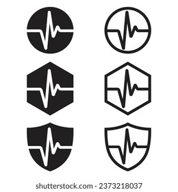 Heartbeat Lines Icon Vector illustration Template