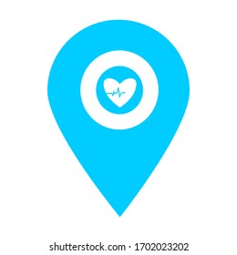 heartbeat location map pin icon. Element of map point for mobile concept and web apps. Icon for website design and development, app development. Premium hospital, clinic, pharmacy icon
