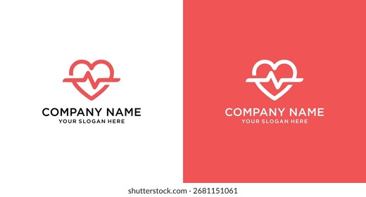 Logotipo de Pulsação, Pulsação do Amor e Ícone de Vetor de Eletrocardiograma.