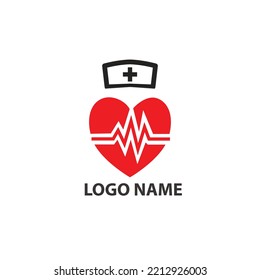 Heartbeat Logo And Nurse Hat, Vector Design For Health.