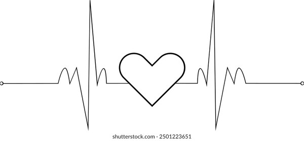 Heartbeat of love elegant art - Heartbeat line art