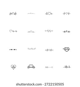 Heartbeat Love Pulse Outline Vector and Illustration