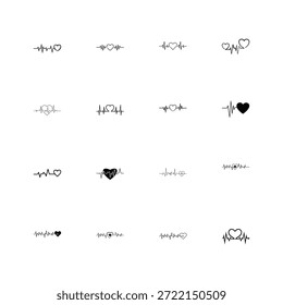Heartbeat Love Pulse Outline Vector and Illustration