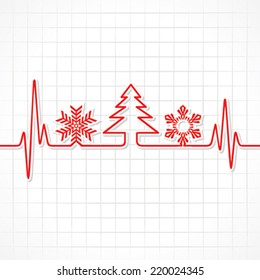 Heartbeat make Christmas symbols stock vector 